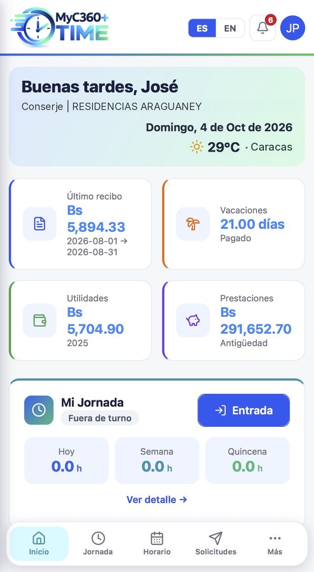 Portal del trabajador MyC360+ TIME